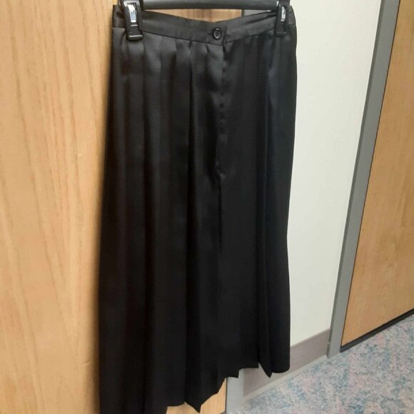 Vintage Via Sant Andrea Black Pleated High Waist Midi Skirt Size 10 - Picture 3 of 9